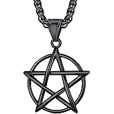 U7 Wiccan Necklace Pagan Pendant Men Women Stainless Steel/Black/18K Gold Plated Pentagram/Norse Viking/Raven Occult Necklaces