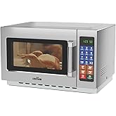 CROSSON ETL Listed Commercial Countertop 34L Microwave Oven W/ 10 Programmable Memory Menu,5 Power Level,3 Stage Cooking and Touch Screen Control-1000W,1.2 Cu.Ft