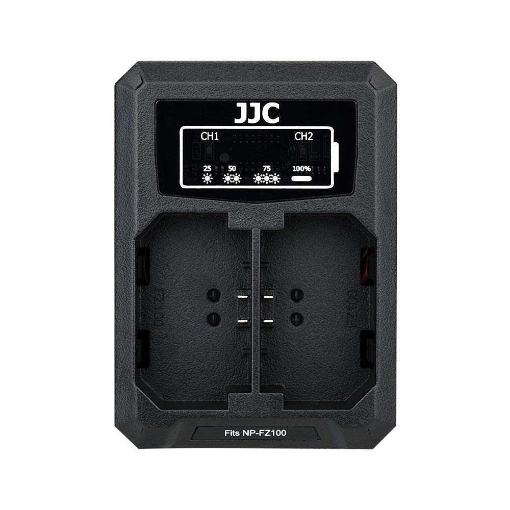 JJC USB Dual Battery Charger for Sony NP-FZ100 Battery fits A1 A1II A9 A9II A9III FX3 FX2 FX30 A6700 A6600 ZVE10II ZVE1 A7C A7CII A7CR A7RV A7RIVA A7RIV A7RIIIA A7RIII A7IV A7III A7SIII Camera