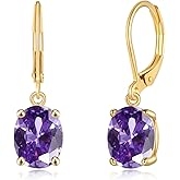 CiNily Cut-Oval Leverback Dangle Earrings for Women Hypoallergenic 14k White/Gold Plated Cubic Zircon Hanging Lever Earrings Lightweight Summer Drop Earrings Wedding Birthday Gifts Jewelry