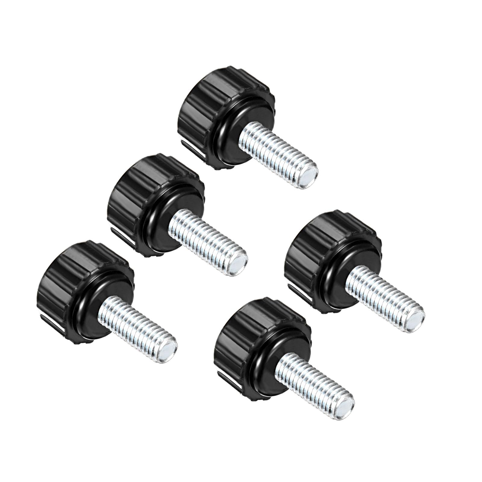 CoCud Knurled Clamping Knobs, M5 x 15mm Male Thread 16mm Head, Thermoset Plastic Thumb Screw Grip Bolt Knobs Black - (Applications: for Lathe Machinery), 5-Pieces