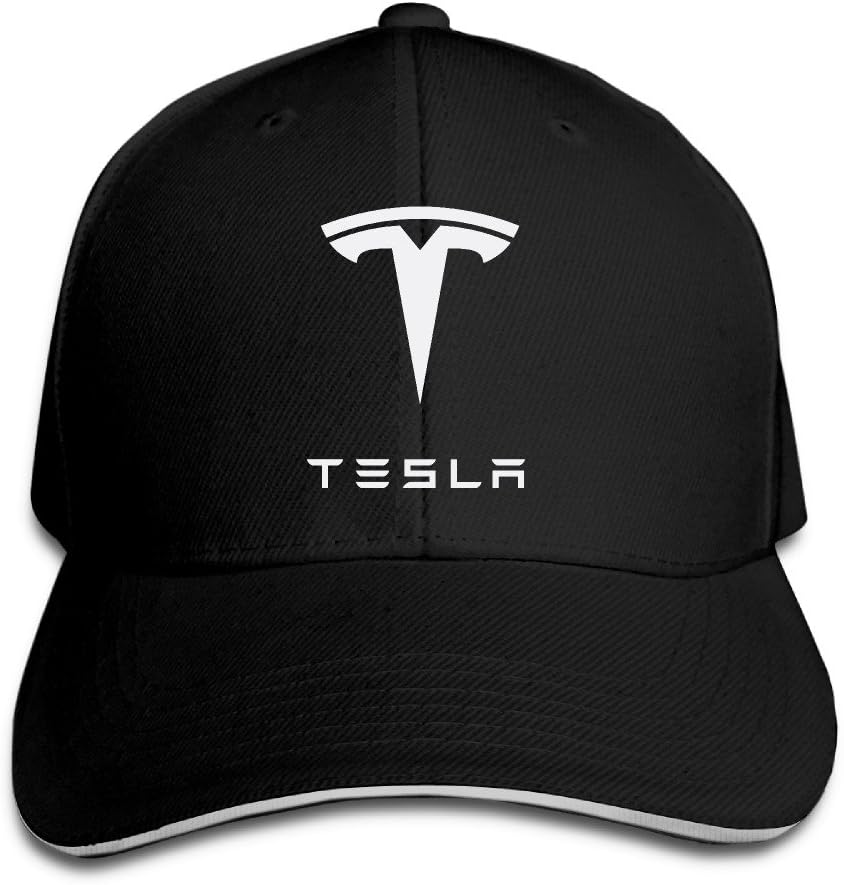 Bro-Custom Simple Tesla Motors Sandwich Flex Fit Hat Baseball Cap Black