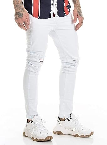 jeans branco rasgado