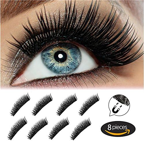 False Eyelashes Magnet - Ultra Long Magnetic Eyelash Cover the Entire Eyelids, Nature Look Fake Lashes 3D Handmade Reusable Lashes For Women Makeup (8 PCS)