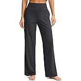 Soothfeel Wide Leg Pants for Women Petite/Regular/Tall High Waist Stretch Yoga Work Dress Lounge Sweatpants with Pockets 30"(Dark Grey, XLarge)