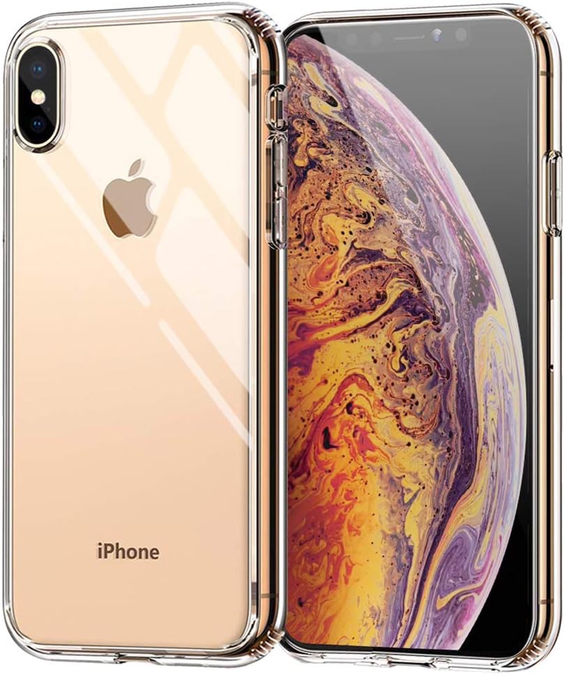 Meidom Case for iPhone Xs Max Crystal Clear Slim Fit with Silicone Bumper and Tempered Glass Back Double Protection Phone Case for iPhone Xs Max (6.5 inch) - Clear