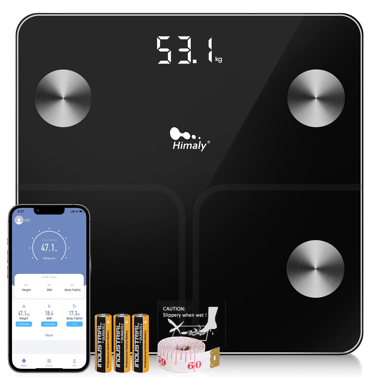 Weighing Scales for Body Weight and Fat,Himaly Digital Bathroom Scale Smart Bluetooth Scale, Body Composition Analyzer for BMI,Weight Loss,180kg /400LBS
