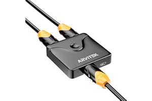 HDMI Switch 2 in 1 Out, 4k@60hz Arvitek Bidirectional HDMI Video Switcher 2 in 1 Out/1 in 2 Out, HDMI ab Switch Selector Compatible with Xbox, PS5/4/3, PC, Laptops
