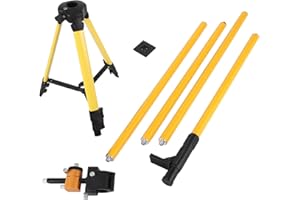 12FT Professional Telescoping Laser Level Pole with Tripod & Mount, 1/4"-20 & 5/8"-11 Adapters for Rotary and Line Lasers, Ad
