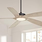 Casa Vieja 56" Mach 5 Farmhouse Rustic Country Cottage Core Indoor Outdoor Ceiling Fan 5 Blade LED Light Remote Control Matte
