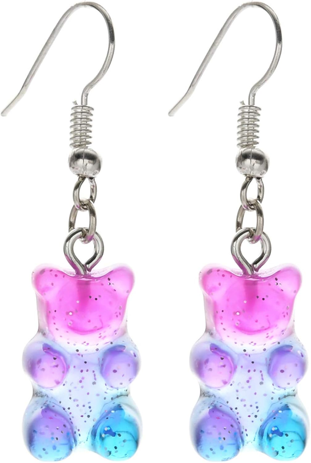 Lovely Gummy Bear Dangle Earrings Set Adorable Mini Bear Animal Pendant