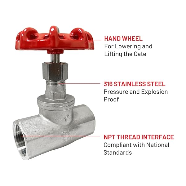 ZKH 2 PCS SHUT OFF GLOBE VALVE – 1-1/2″ NPT STAINLESS STEEL FEMALE X FEMALE THREAD, 316 HEAVY DUTY ROTARY SLUICE VALVE