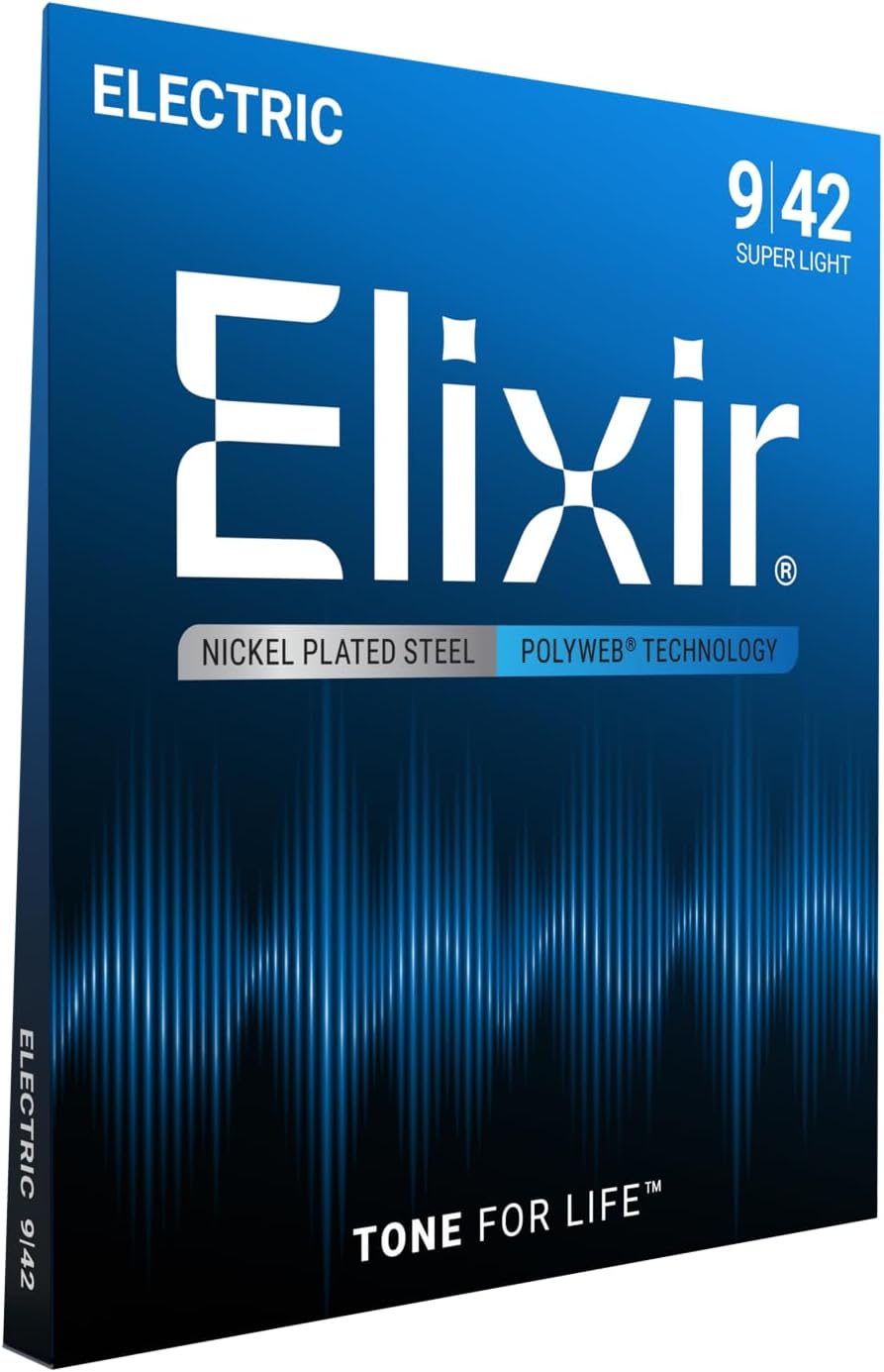 Elixir 12000 Electric Guitar Strings Polyweb Coating Super Light .009-.042