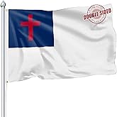 Nuibers Christian Flag 3x5 FT Sturdy for Outside, Heavy Duty 3Ply Polyester Christian Church Flags Outdoor, Double Sided Long Lasting Cross Jesus Flag Brass Grommets