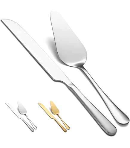 MBBITL Ensemble de couteaux à gâteau de mariage en acier inoxydable avec dentelle et fleur
