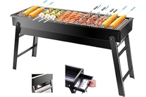 RUUTCASY Portable Charcoal Grill, Portable Tabletop BBQ for Outdoor Cooking | Compact Folding Grill for Camping, Hiking, Picnics & Travel | 24”x13”x9” Lightweight Smoky Flavor Grill