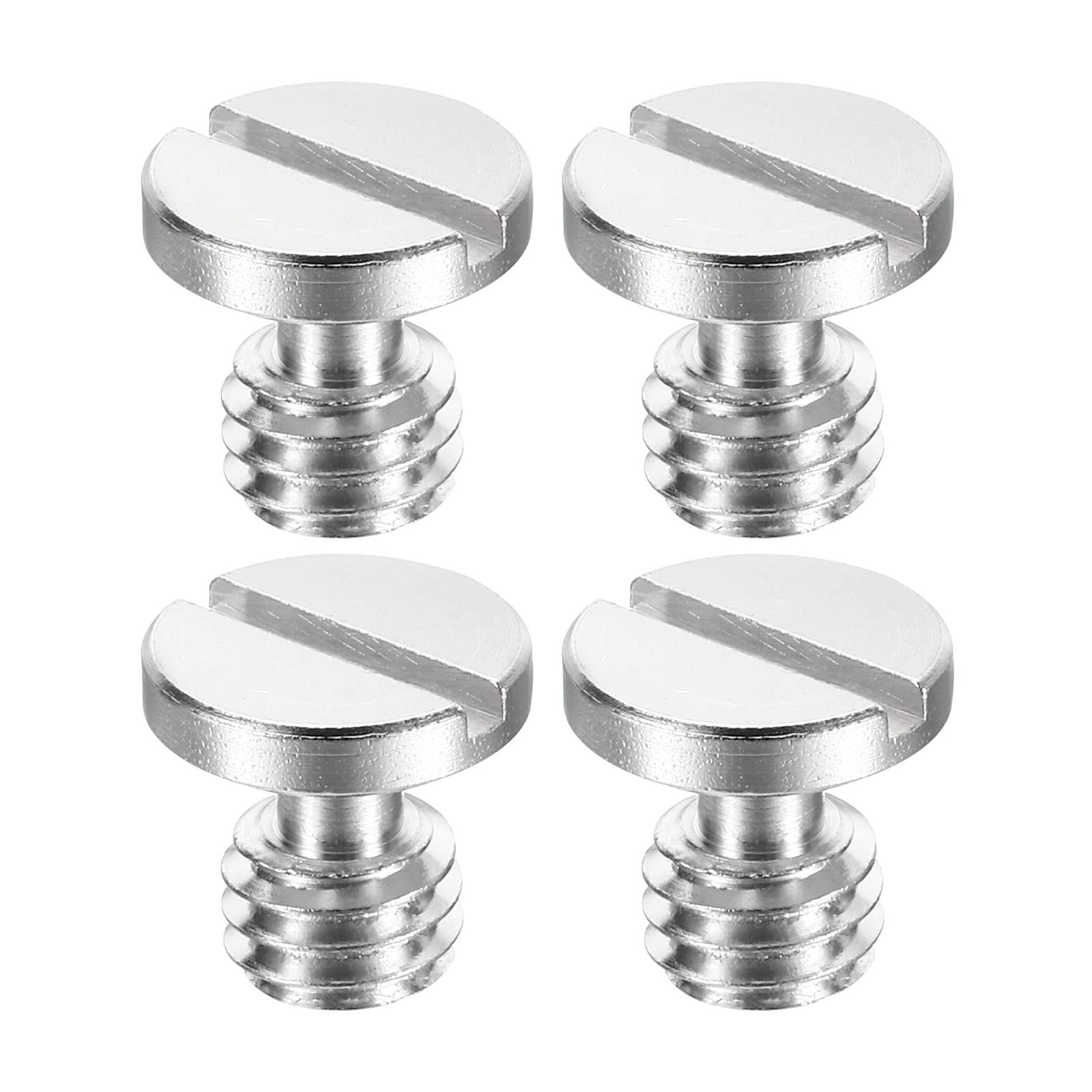 PATIKIL 3/8"-16 Thread 15mm Length Camera Quick Release Screw Tripod Screw, 4 Pack Stainless Steel Flat Slot Screws for DSLR Camera Rig Accessories, Silver
