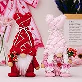 2Pcs Valentines Gnomes Plush Decorations,Handmade Valentine Gnome Decor Mr & Mrs Swedish Tomte Stuffed Plush Doll,Home Table Elf Gnomes Decor Ornaments,Sweet Valentines Gift for Girlfriend Wife (B)