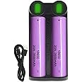 Universal Smart 2 Slots 18650 Battery Charger Set,3500mAh Rechargeable Flat-top Battery for Led Flashlights, Cameras, Headlamps, Doorbells,Toys-2Pack