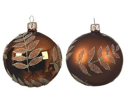 Kaeming Set Of 2 Shiny Matt Glass Christmas Tree Baubles