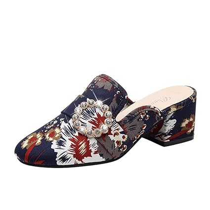 Ears Damen Hausschuhe Mode Rutschfeste Slippers Beiläufig Sandalen Römische Schuhe Sommer Böhmische Schuhe Plus Größe Strand Sandalen Boots bestickte Blume dick mit Sandalen mit Absatz