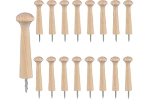 16 Pieces Wooden Shaker Peg Screw-on Shaker Pegs 2.9 Inch Solid Unfinished Wood Shaker Racks for Hanging Coat Hat Bags and Mo