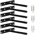 Heavy Duty Floating Shelf Bracket (Set of 6) – Solid Steel Blind Shelf Supports - Hidden Brackets for Floating Wood Shelves - Ideal for Cedar Wood Blocks & Mantels（Large Size）