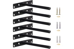 YMDPARTS Heavy Duty Floating Shelf Bracket (Set of 6) – Solid Steel Blind Shelf Supports - Hidden Brackets for Floating Wood Shelves - Ideal for Cedar Wood Blocks & Mantels（Large Size）
