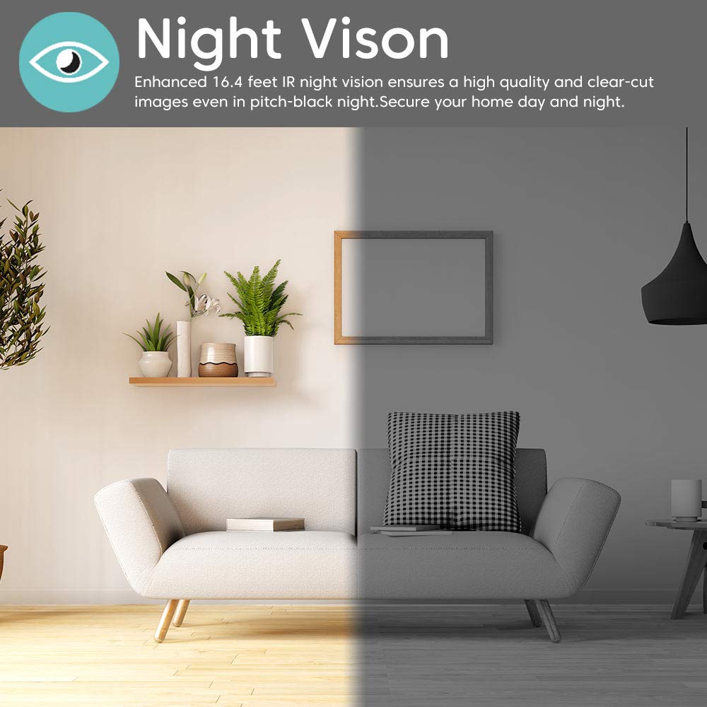 Linkind Indoor Security Camera, 1080p WiFi Smart Home Camera with Wide Angle Lens/Motion Detection/2-way Audio, IR Night Vision, MicroSD Support(Not Included), White