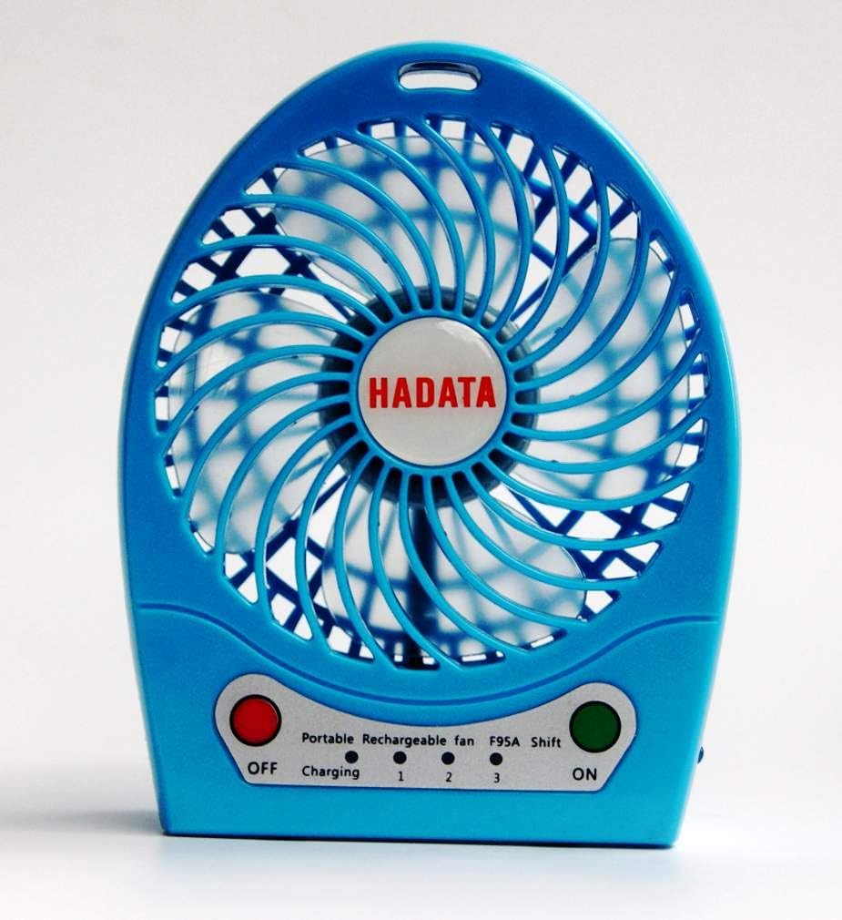 blue Portable Rechageable Fan Blue with Li-battery Adjustablet Speed Chargeable Battery