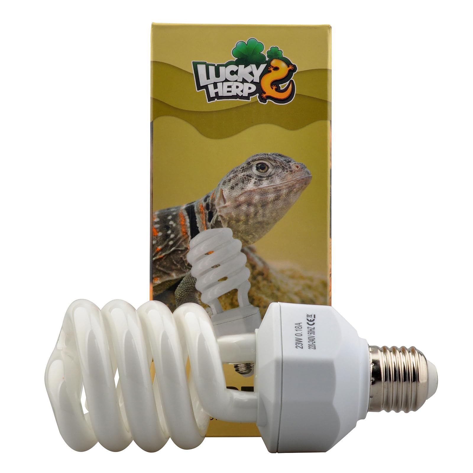 LUCKY HERP 23W UVB 10.0 Reptile Bulb, High Output Desert Compact Fluorescent UV Lamp, Deep Penetration for Bearded Dragons & Tortoises, E27 Screw Base, 220-240V