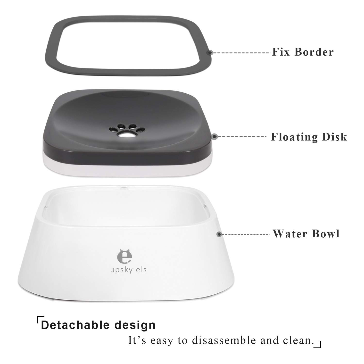 UPSKY Dog Bowl Dog Water Bowl No-Spill Pet Water Bowl Slow Water Feeder Dog Bowl No-Slip Pet Water Dispenser 35oz Feeder Bowl for Dogs and Cats