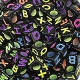 600 Pieces 6mm DIY Black Colorful Acrylic Alphabet Letter Cube Beads for jewelry making, DIY Bracelets, Necklaces,Children's Educational Toys, Key Chains and Children's Educational Toys (Black)