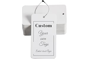 Custom Gift Tags, 200Pcs Personalized Clothing Tags for Business, Personalized Your Own Design Logo/Text Hang Tags, Engagemen