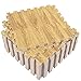 SUPERJARE 16 Tiles (16 Tiles = 16 sq.ft) Eva Foam Interlocking Tiles Protective Flooring Mat with Borders Light Wood Grain