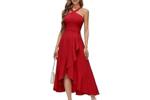 Bbonlinedress Halter Cocktail Women Dresses Prom Formal Wedding Bridesmaid Dress Ruffled Maxi Hi-Lo Evening Party 2025 Dress