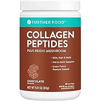 Further Food Chocolate Collagen Peptides Powder, Grass-Fed Pasture-Raised Hydrolyzed Type 1 & 3 Protein, Gut Health + Joint, 