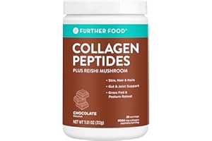 Further Food Chocolate Collagen Peptides Powder, Grass-Fed Pasture-Raised Hydrolyzed Type 1 & 3 Protein, Gut Health + Joint, Hair, Skin, Nails, Paleo Keto Sugar-Free (28 Servings)