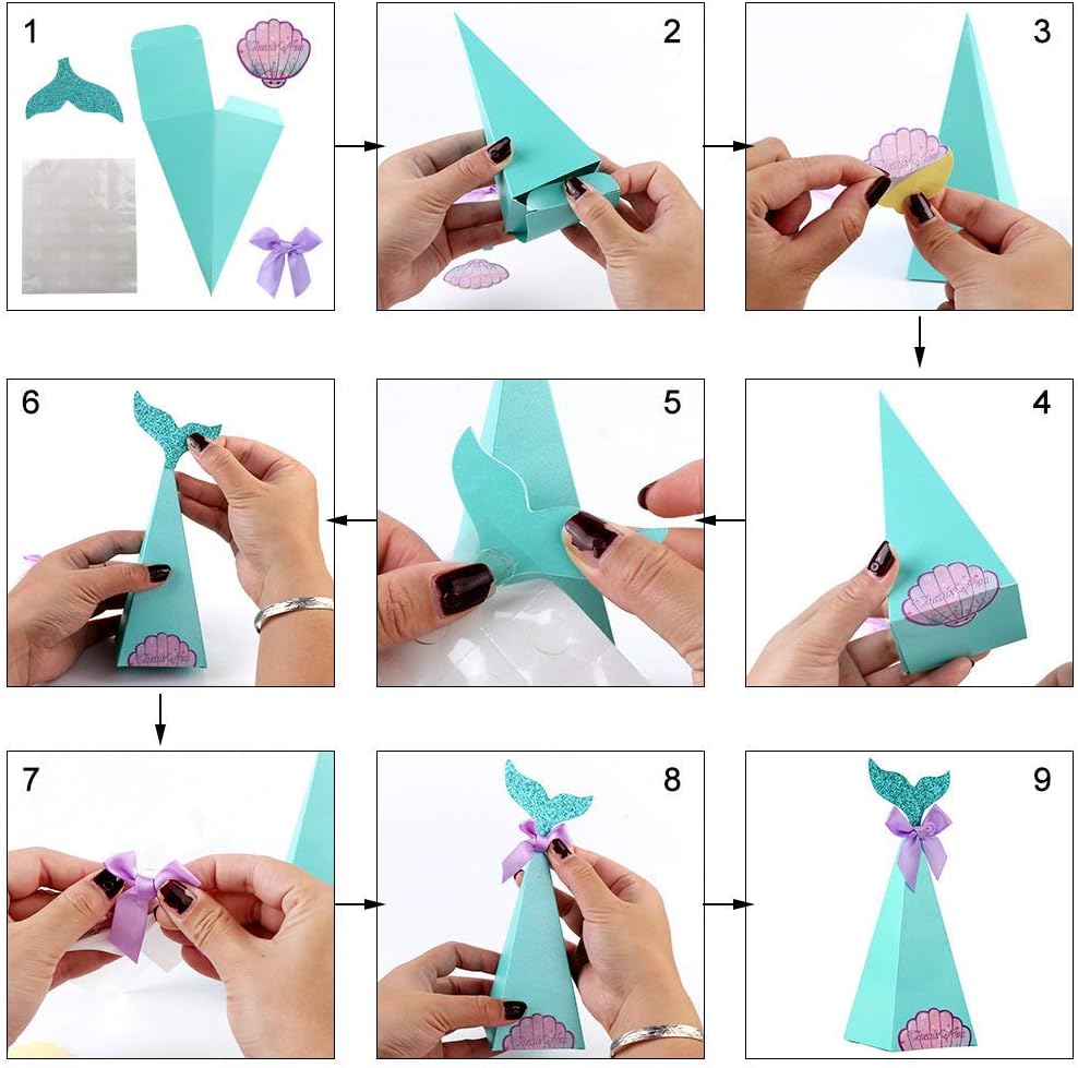 HOWAF 30 Pack Mermaid Party Boxes for Kids Girl Party Supplies Decorations Favour Mermaid Party Birthday Baby Shower - Image 5