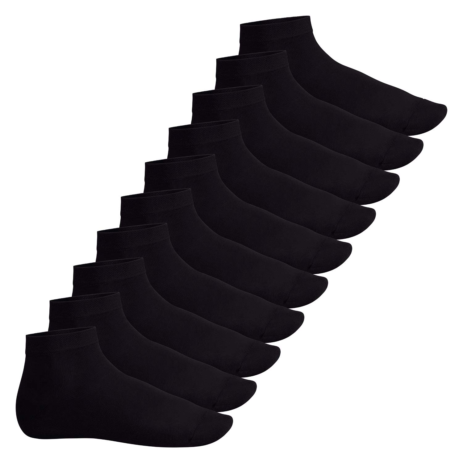 Footstar EVERYDAY! 10 Paar Damen Herren Quarter Socken - Schwarz 39-42