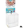 Extra Large Acrylic Charity Donation Ballot Box Fundraising Coin Collection Tip Box 16" x 8" x 6" Office Suggestion Box Piggy Bank with Large 8.5" x 11" Display Area with Lock and Keys