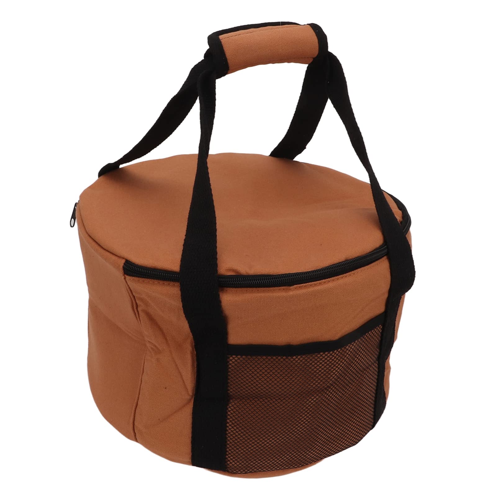 Socobeta Round Picnic Storage Bag 13.7L Large Capacity Soft Lining Waterproof Canvas Outdoor Tableware Storage Bag