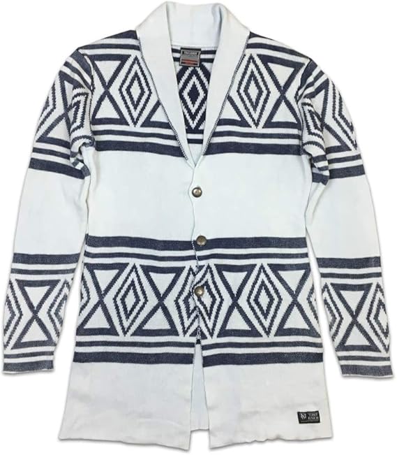 Amazon Tomtjunior ネイティブ柄 コットンニット ロングカーディガン L ホワイト カーディガン 通販