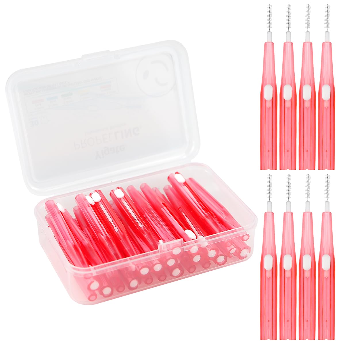 ZJIVQO 30pcs Interdental Brushes Dental FOSS Stick Retractable Toothpick Tooth Floss Sticks Flossing Head for Cleaner Dental Floss Stick Tooth Cleaning Tool,0.6mm,Pink