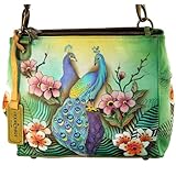 Anuschka Hand Painted Large Double Entry Shopper (Passionate Peacock)