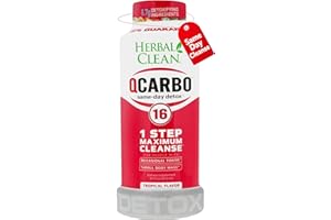Herbal Clean Qcarbo16 Same-Day Detox Cleanse Drink (16 fl oz) - Tropical Flavor Full Body Cleanse* Detox Drink for Moderate Toxin Level*, Vitamin B2 and Vitamin B12 for Men & Women