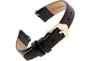 Gilden Ladies 10-14mm Quick Release Classic Calfskin Flat Black Leather Watch Band F60