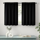 MIULEE Halloween Black Short Blackout Curtains 40"x36" Long 2 Panels | Room Darkening, Kitchen Cafe Rv Basement Bathroom Bedroom Window Drapes, Rod Pocket, Privacy Half Window Small Curtains Tiers