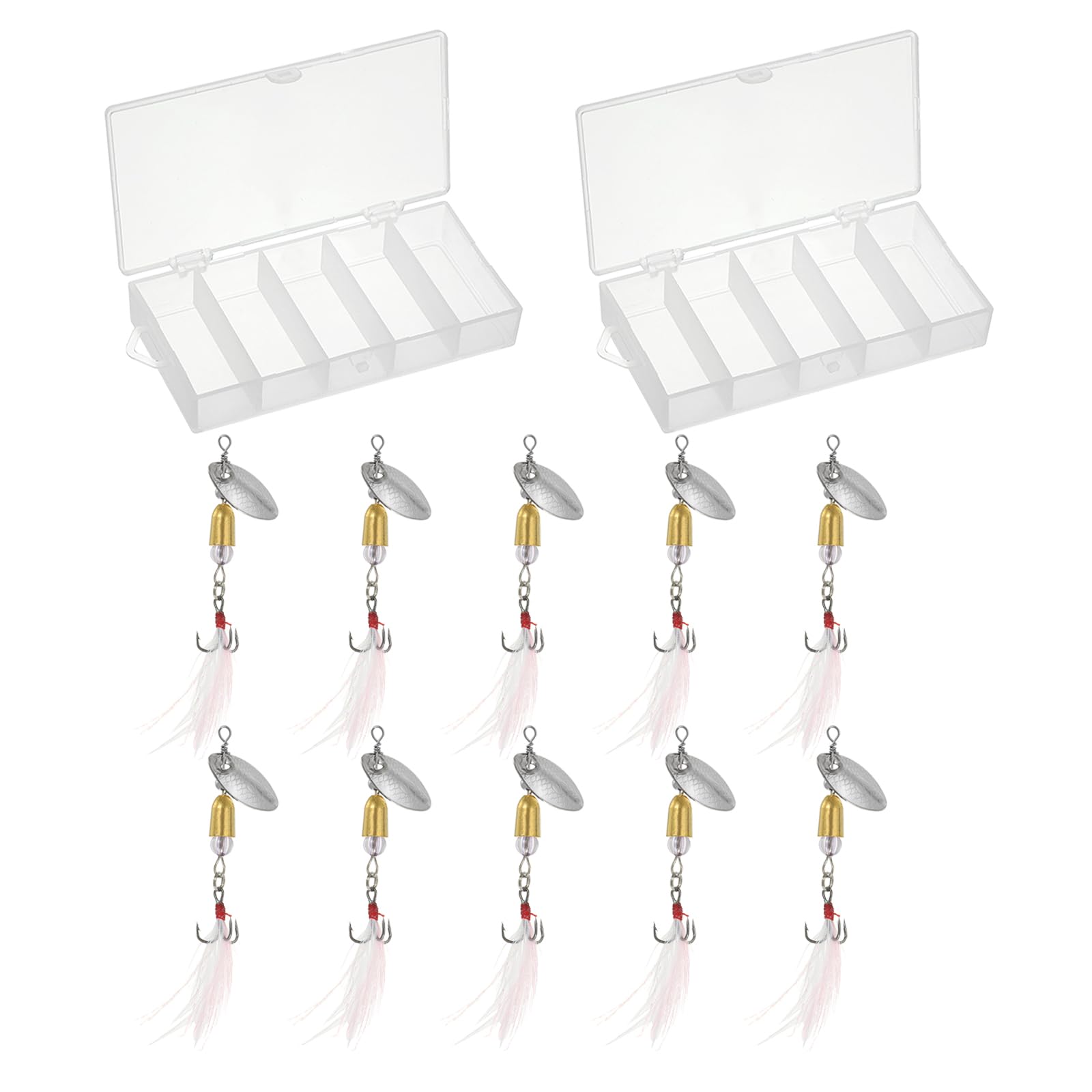 PATIKIL Fishing Lures Spinnerbait, 10Pack Trout Lures Rooster Tail Fishing Lures Treble Hooks Trout Spinners 1/5 oz for Freshwater Saltwater Fishing, Silver Tone