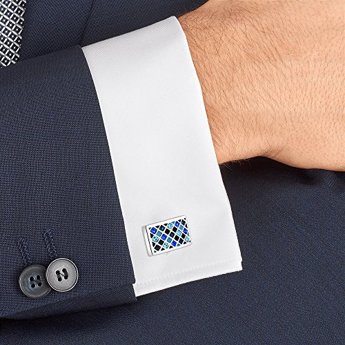 Mr.Van Elegant Swarovski Crystal Cufflinks Blue Glimmering Cuff Links Set Wedding Christmas Gifts for Him